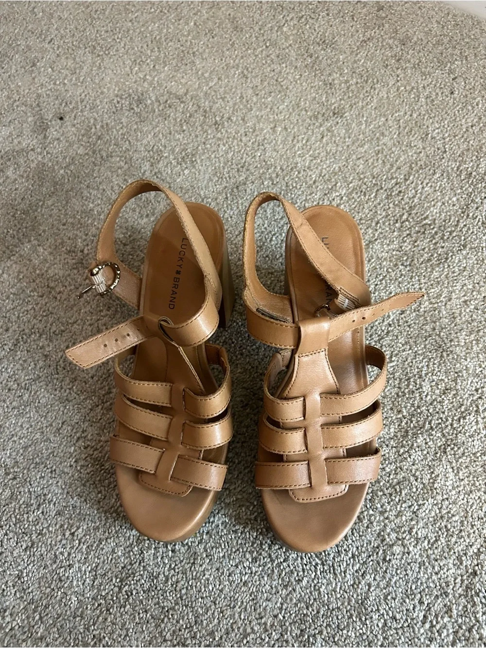 Lucky Brand Tan Strappy Platform Sandal